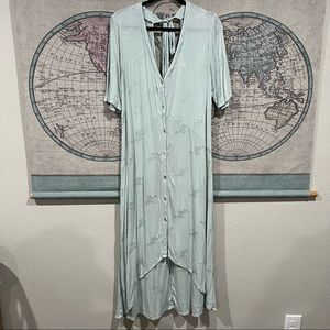 Saltwater Luxe Light Green Maxi High Low Button Down Dress